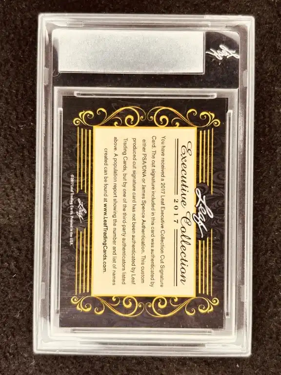 2017 Leaf Executive Collection certificate card in protective case, black and gold design