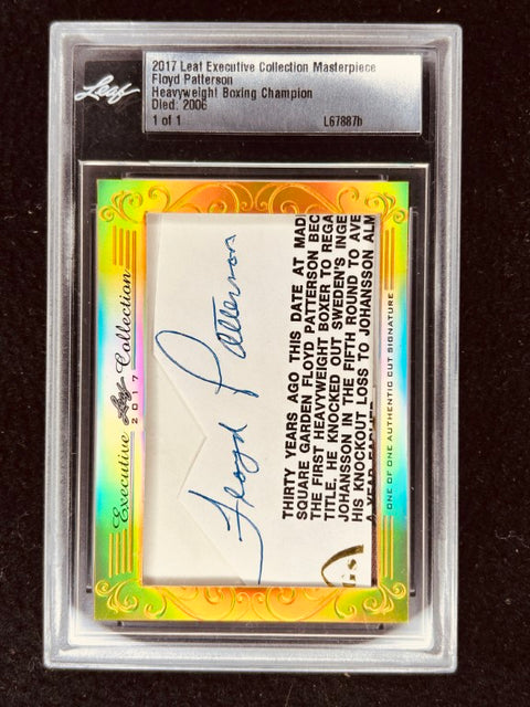 2017 Leaf Floyd Patterson boxing autograph card, heavyweight champion, 1 of 1, authentic signed memorabilia