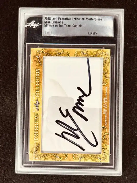 2018 Leaf Executive Collection Mike Eruzione autograph, Miracle on Ice Team Captain, 1 of 1 signed card