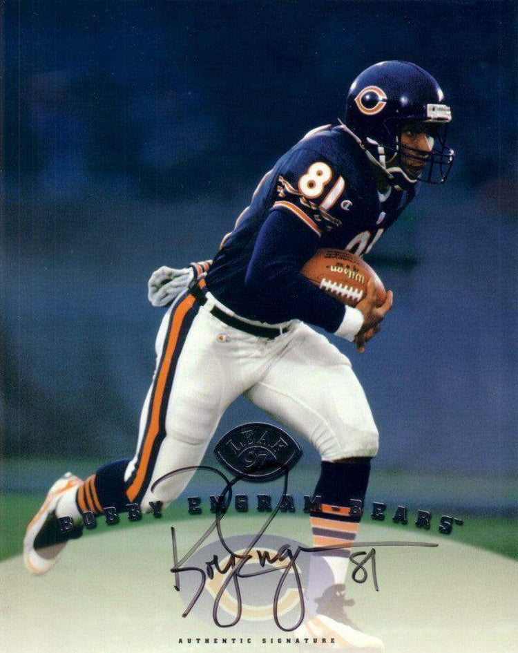 Bobby Engram certified autograph Chicago Bears 1997 Leaf 8x10 card - AutographsForSale.com