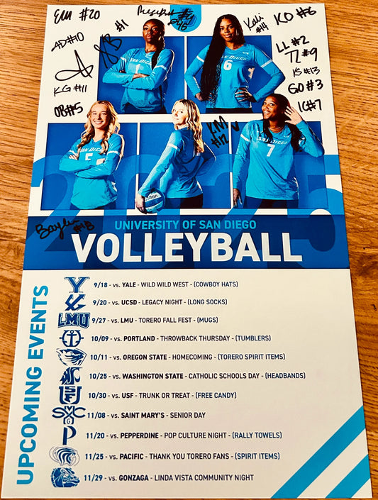 2025 University of San Diego Toreros volleyball team autographed poster - AutographsForSale.com