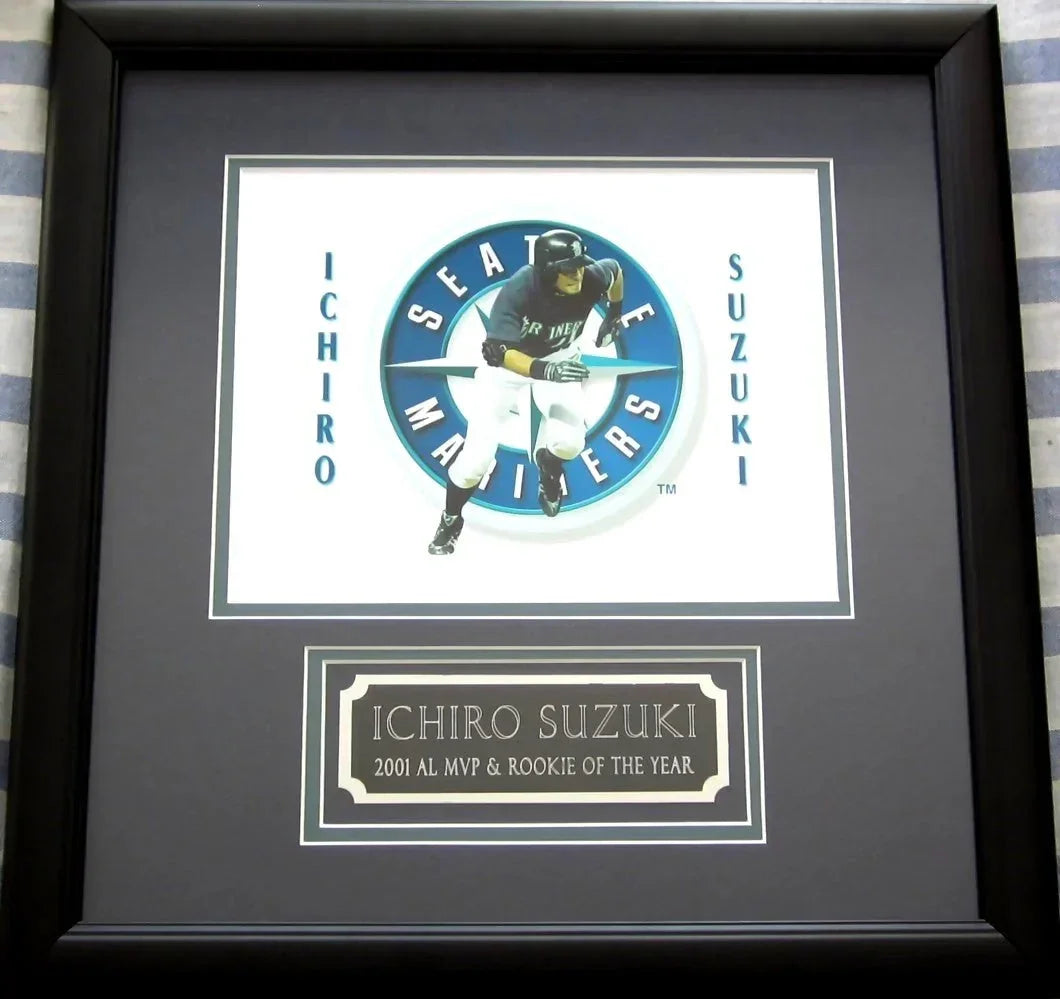 Ichiro Suzuki Mariners 8x10 photo framed 2001 AL MVP Rookie of Year nameplate - AutographsForSale.com