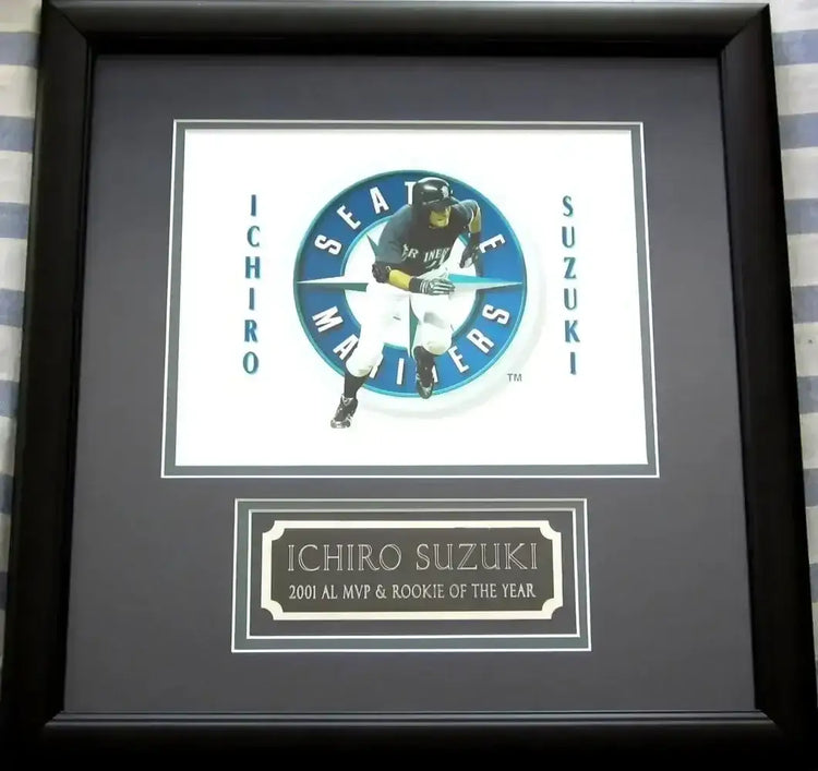 Ichiro Suzuki Mariners 8x10 photo framed 2001 AL MVP Rookie of Year nameplate - AutographsForSale.com