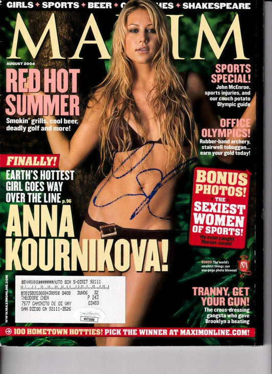 Anna Kournikova autographed 2004 Maxim magazine with sexy bikini cover JSA - AutographsForSale.com