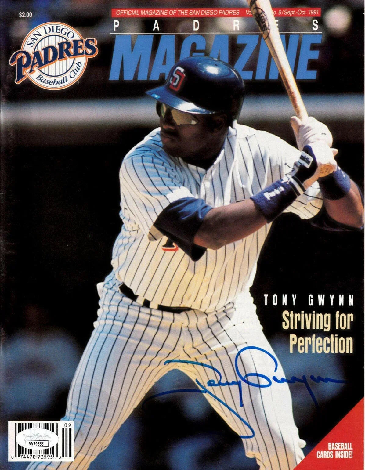 Tony Gwynn autographed Padres magazine 1991 program JSA - AutographsForSale.com