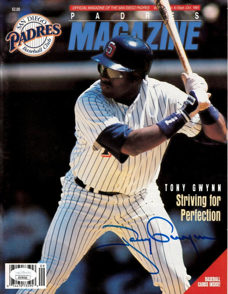 Tony Gwynn autographed Padres magazine 1991 program JSA - AutographsForSale.com