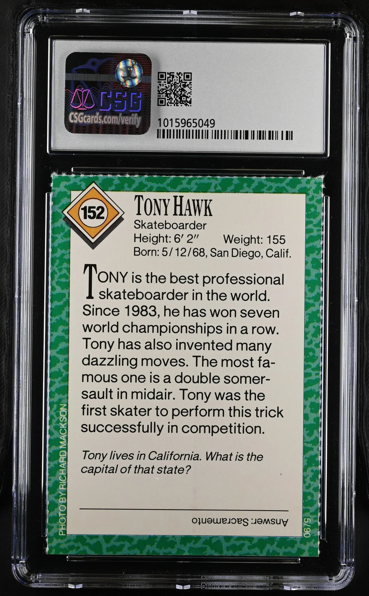 Tony Hawk 1990 SI for Kids skateboarding RC CSG 7 NM - AutographsForSale.com