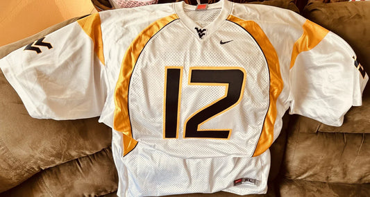Geno Smith West Virginia Mountaineers Nike white XL jersey NEW - AutographsForSale.com