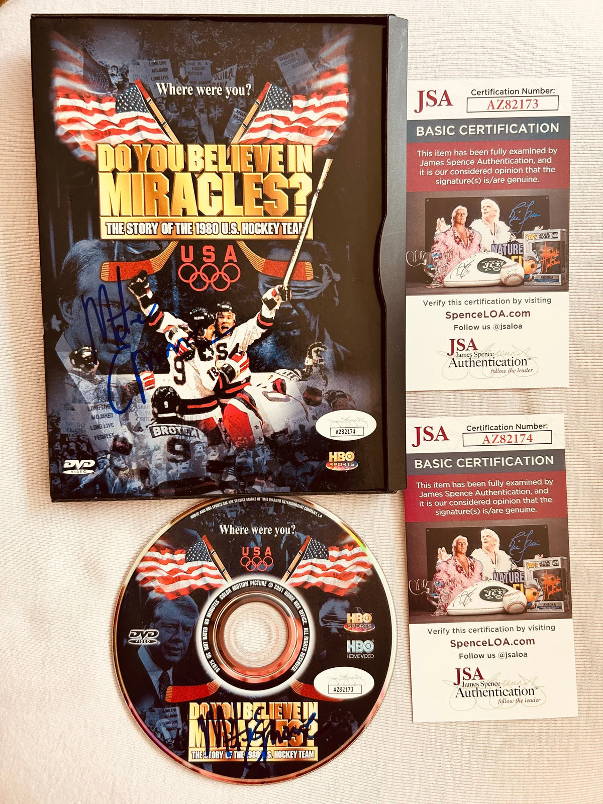 Mike Eruzione autographed 1980 USA hockey team Miracle On Ice DVD and box JSA - AutographsForSale.com