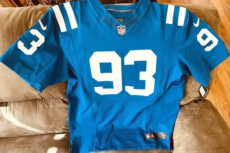 Dwight Freeney Indianapolis Colts 2012 last season Nike Elite game model blue jersey NEW - AutographsForSale.com