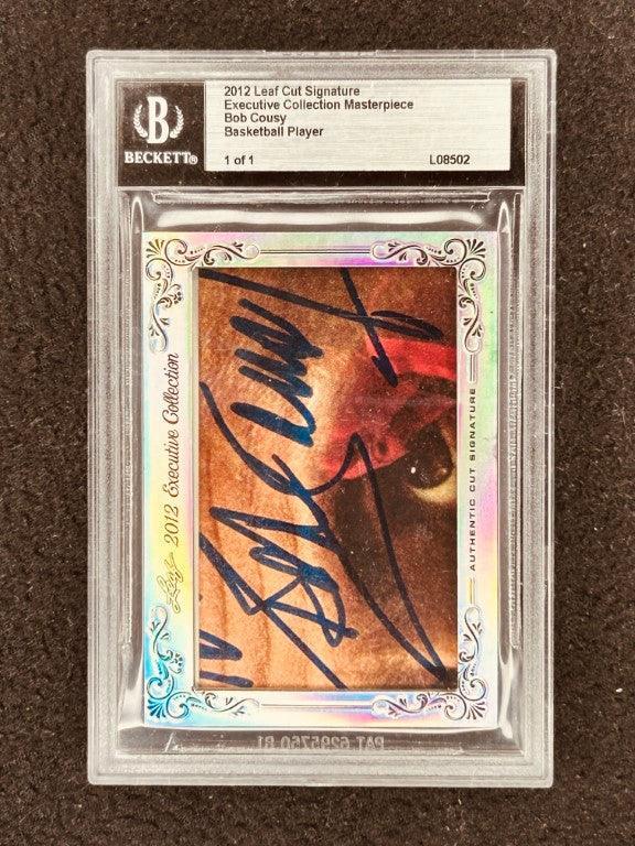 Bob Cousy 2012 Leaf Masterpiece Cut Signature certified signed card 1/1 JSA Celtics - AutographsForSale.com