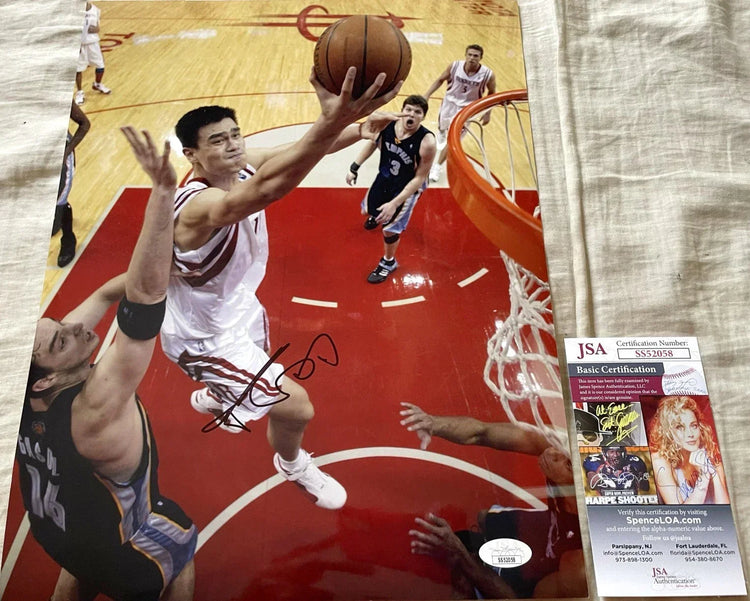 Yao Ming autographed Houston Rockets 11x14 photo JSA - AutographsForSale.com