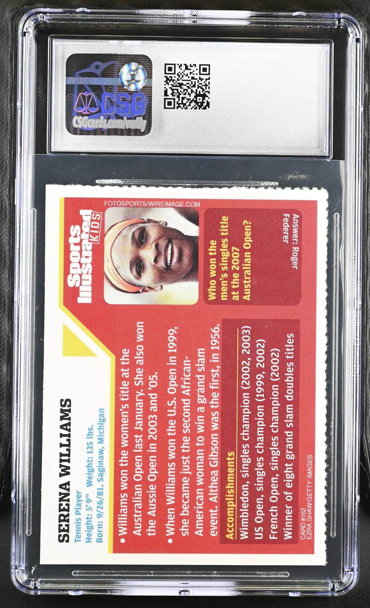 Serena Williams 2007 Sports Illustrated for Kids tennis card CSG graded 6.5 - AutographsForSale.com
