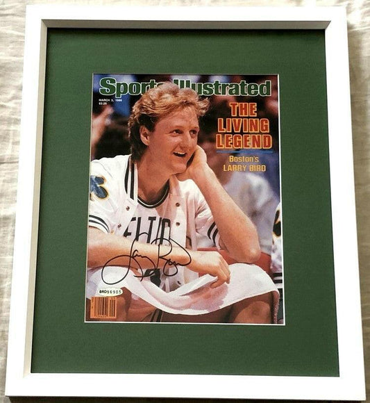 Larry Bird autographed Boston Celtics 1986 Sports Illustrated cover print custom framed UDA - AutographsForSale.com