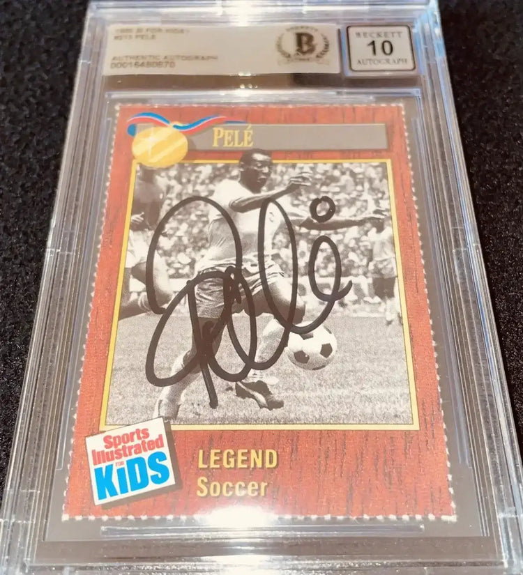 Pele autographed 1990 Sports Illustrated for Kids Legend soccer card BAS slabbed graded 10 - AutographsForSale.com