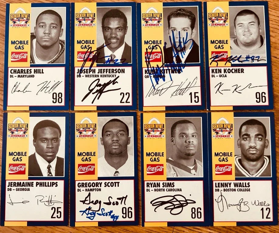8 2002 Senior Bowl signed RCs Kurt Kittner Jermaine Phillips Ryan Sims - AutographsForSale.com