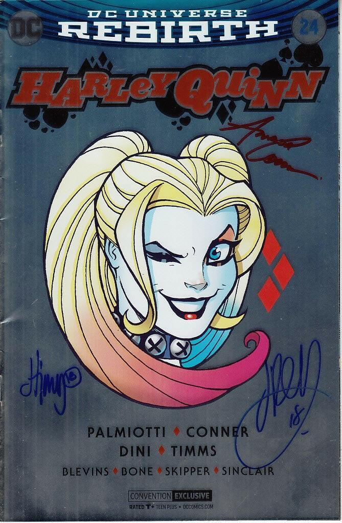 Amanda Conner Jimmy Palmiotti John Timms signed Harley Quinn 2017 SDCC Foil Variant comic book - AutographsForSale.com