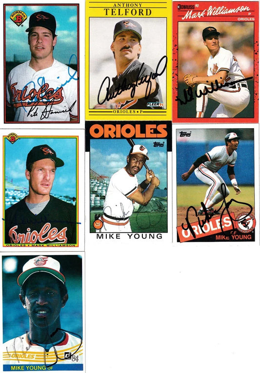 16 Orioles signed cards Mike Devereaux Bill Ripken David Segui Mike Young - AutographsForSale.com