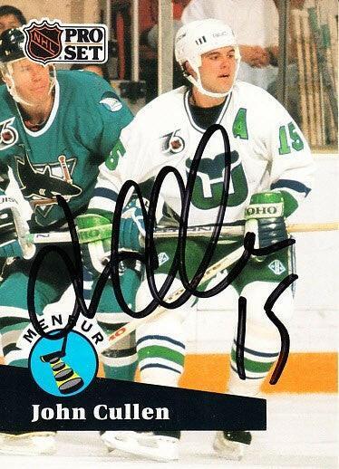 John Cullen signed Hartford Whalers 1991-92 Pro Set card - AutographsForSale.com