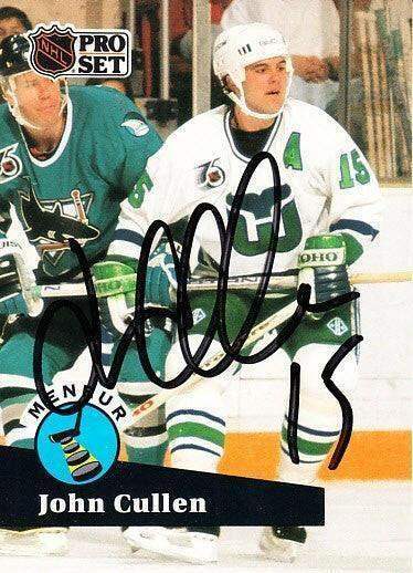 John Cullen signed Hartford Whalers 1991-92 Pro Set card - AutographsForSale.com