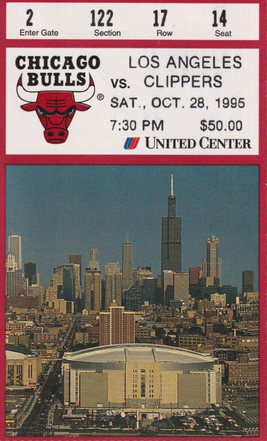 1995 Chicago Bulls vs. Los Angeles Clippers preseason ticket stub - AutographsForSale.com