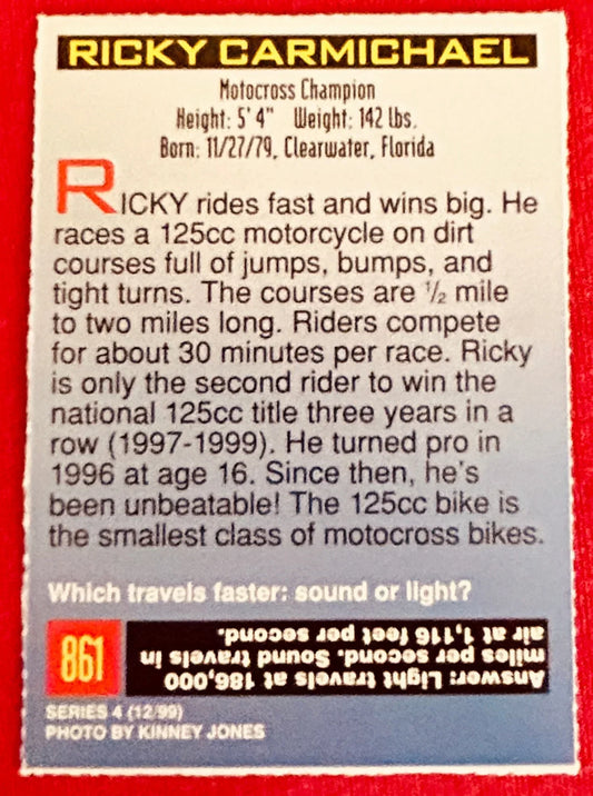 Ricky Carmichael 1999 SI for Kids motocross Rookie Card - AutographsForSale.com