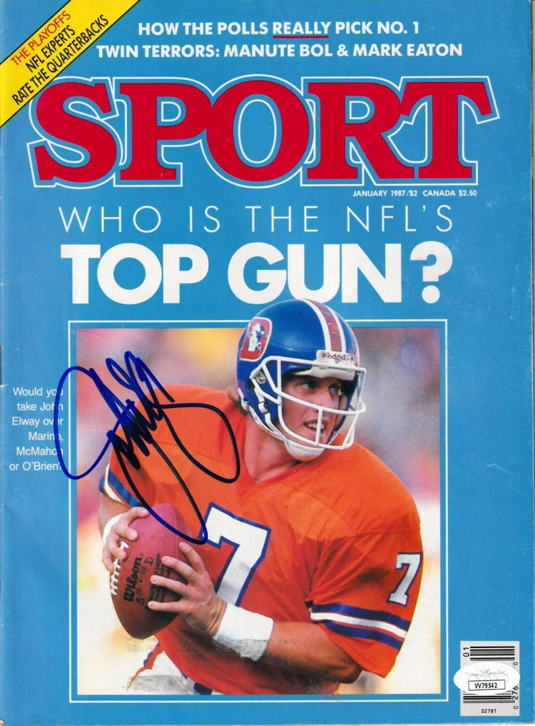 John Elway signed Denver Broncos 1987 Sport magazine JSA - AutographsForSale.com