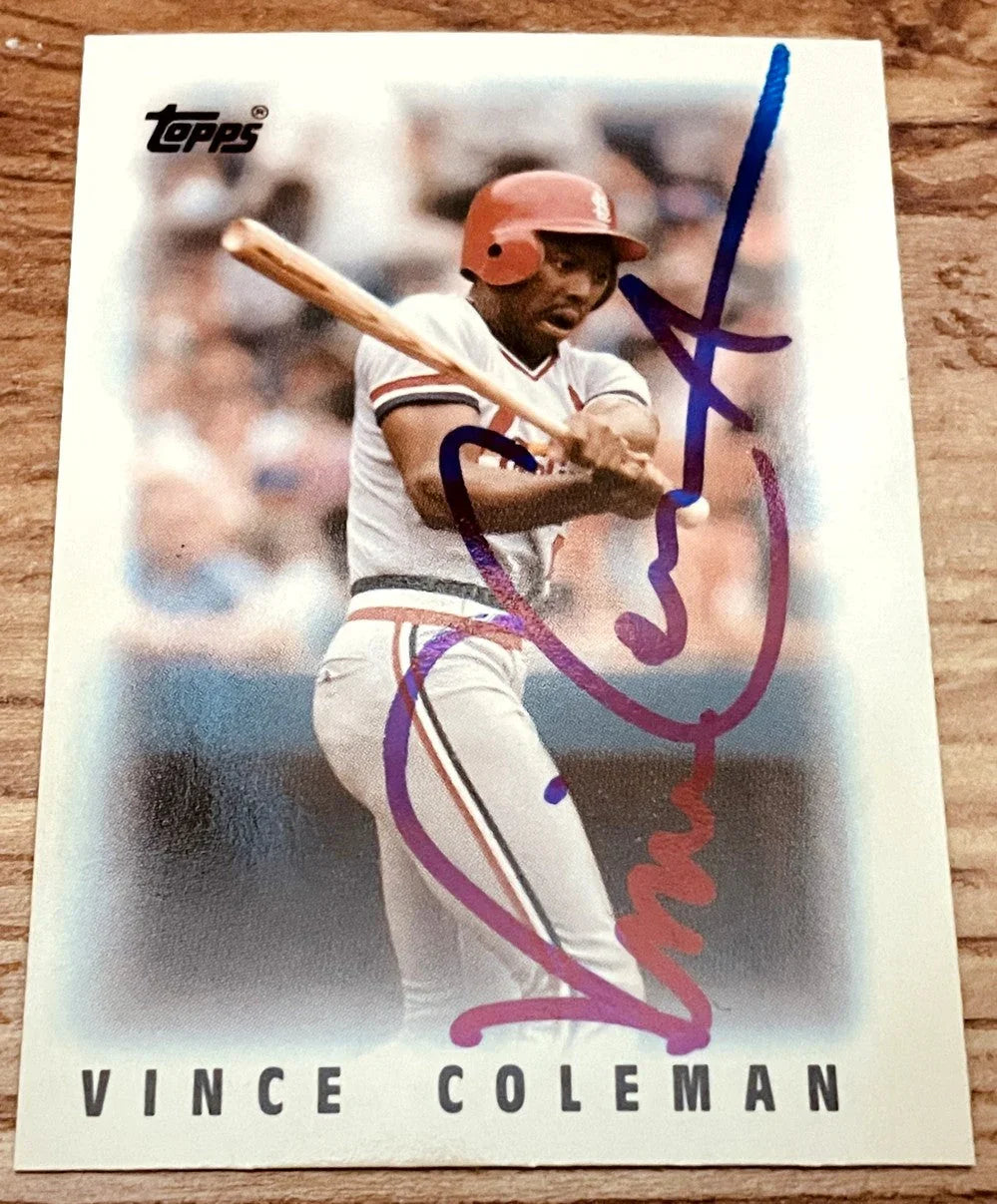 Vince Coleman autographed St. Louis Cardinals 1986 Topps Mini League Leaders Rookie Card - AutographsForSale.com