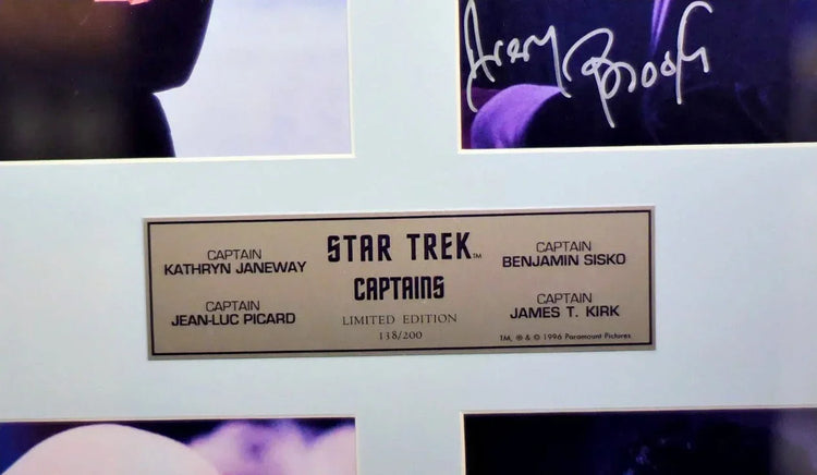 Star Trek Captains signed 8x10 photos framed William Shatner Patrick Stewart Avery Brooks Kate Mulgrew 138/200 - AutographsForSale.com