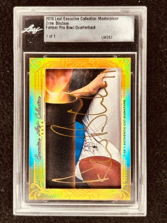 Drew Bledsoe 2016 Leaf Masterpiece Cut Signature certified autograph card 1/1 JSA Patriots - AutographsForSale.com