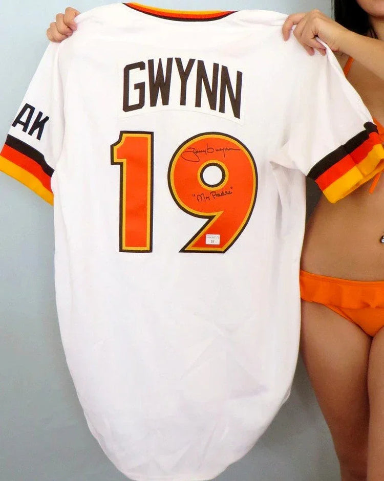 Tony Gwynn signed 1984 Padres Mitchell & Ness jersey with Mr Padre JSA - AutographsForSale.com