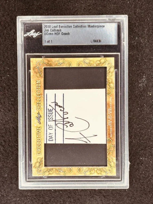 Jim Calhoun 2018 Leaf Masterpiece Cut Signature certified signed card 1/1 JSA UConn - AutographsForSale.com