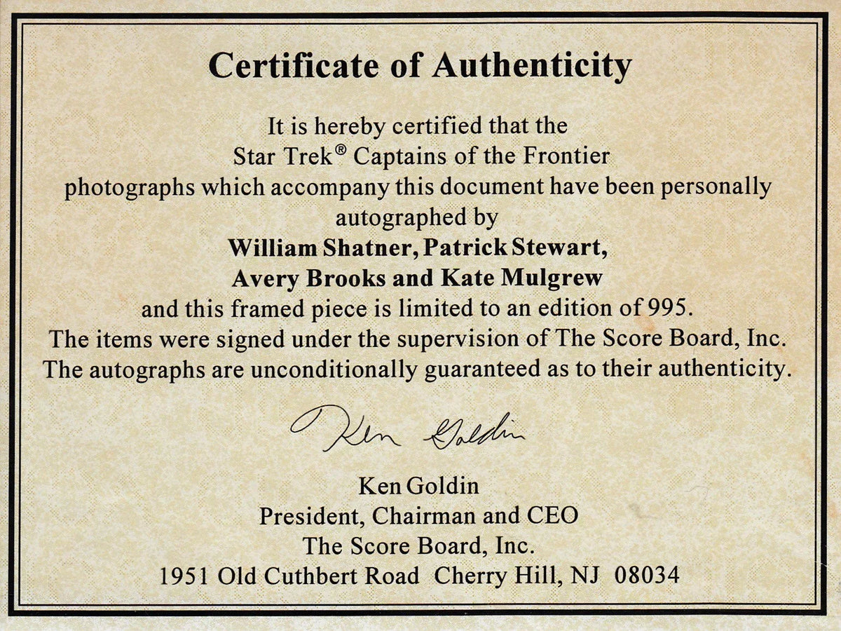 Star Trek Captains signed 5x7 photos framed William Shatner Patrick Stewart Avery Brooks Kate Mulgrew - AutographsForSale.com