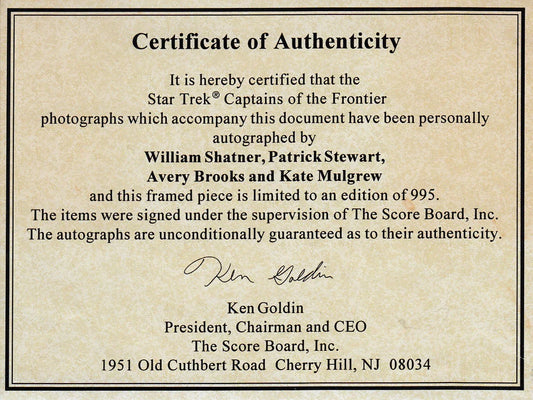 Star Trek Captains signed 5x7 photos framed William Shatner Patrick Stewart Avery Brooks Kate Mulgrew - AutographsForSale.com