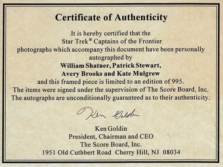 Star Trek Captains signed 5x7 photos framed William Shatner Patrick Stewart Avery Brooks Kate Mulgrew - AutographsForSale.com