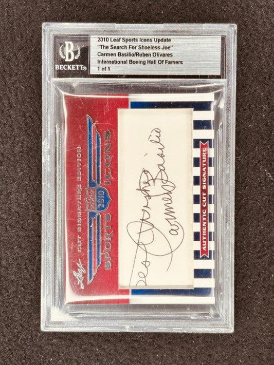 Carmen Basilio and Ruben Olivares 2010 Leaf Cut Signature certified autograph boxing card 1/1 - AutographsForSale.com