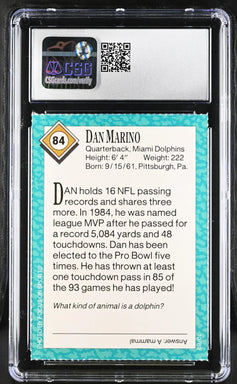 Dan Marino Miami Dolphins 1989 Sports Illustrated for Kids card CSG graded 8.5 - AutographsForSale.com