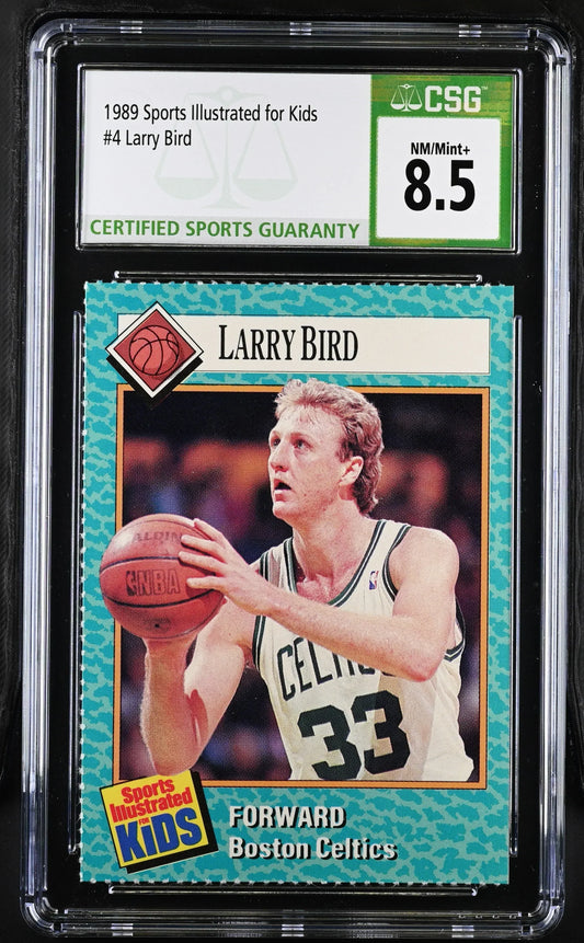 Larry Bird Celtics 1989 SI for Kids card CSG 8.5 - AutographsForSale.com