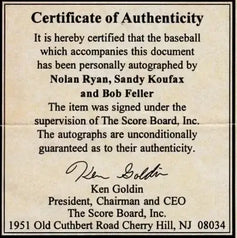 Sandy Koufax Nolan Ryan Bob Feller signed AL baseball (Score Board) - AutographsForSale.com