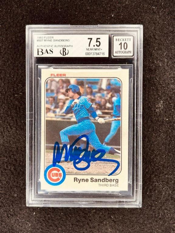 Ryne Sandberg autographed Chicago Cubs 1983 Fleer Rookie Card RC BAS BGS Graded 7.5 10 - AutographsForSale.com