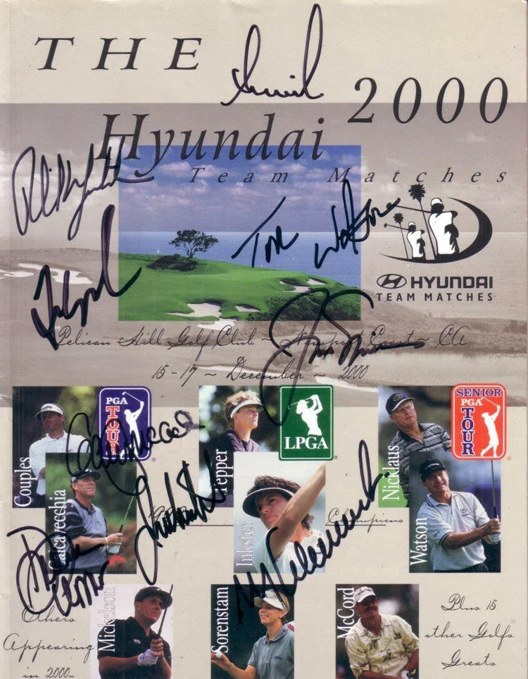 2000 Hyundai signed golf program Phil Mickelson Jack Nicklaus Fred Couples Tom Watson Annika Sorenstam JSA - AutographsForSale.com