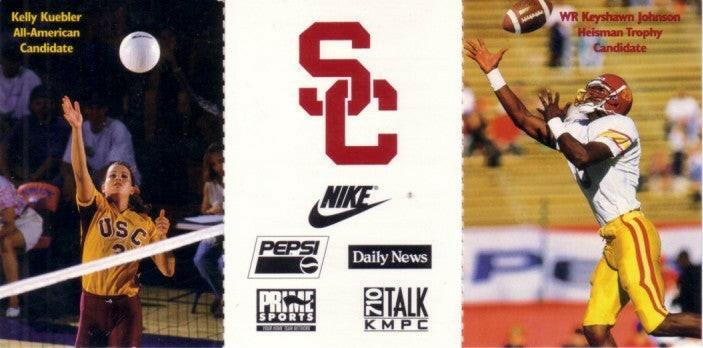 Keyshawn Johnson 1995 USC Trojans football pocket schedule - AutographsForSale.com