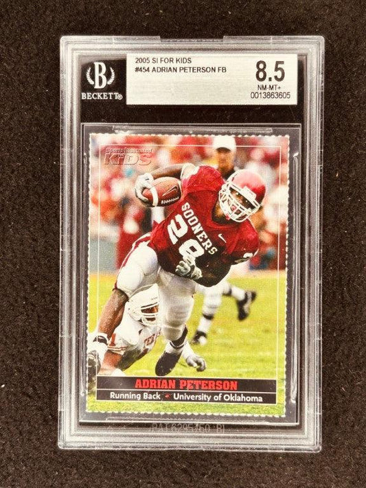 Adrian Peterson Oklahoma Sooners 2005 SI for Kids RC BGS 8.5 - AutographsForSale.com
