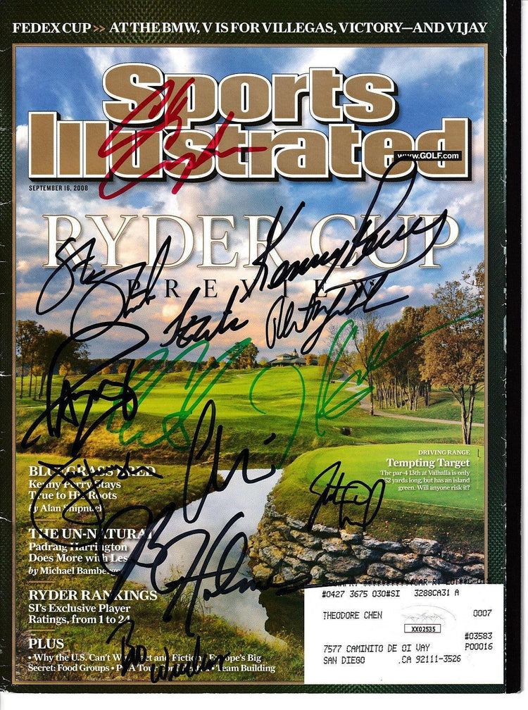 2008 US Ryder Cup team autographed Sports Illustrated Paul Azinger Jim Furyk Justin Leonard Phil Mickelson JSA - AutographsForSale.com