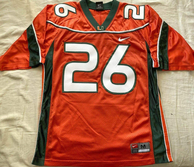 Sean Taylor Miami Hurricanes 2001 to 2003 Nike orange stitched MEDIUM jersey - AutographsForSale.com