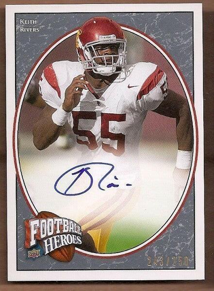Keith Rivers USC certified signed 2008 Upper Deck Football Heroes RC /250 - AutographsForSale.com