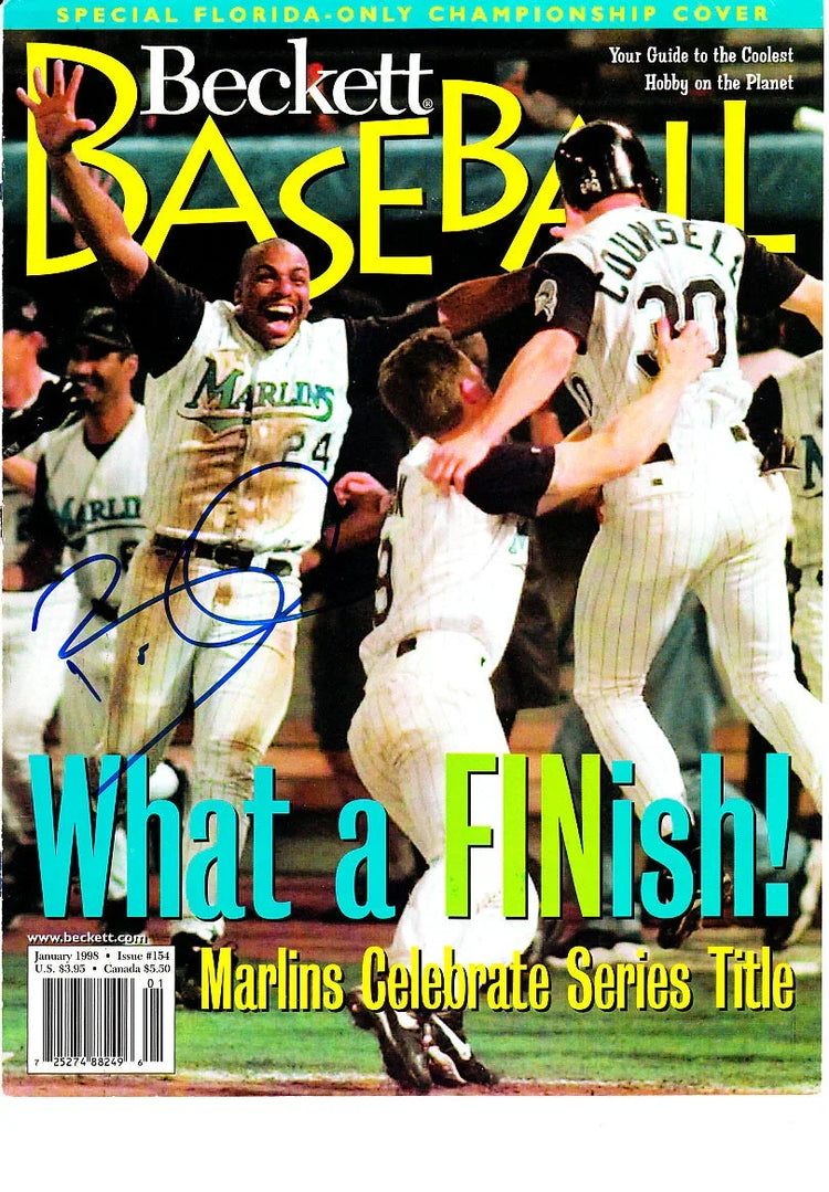 Bobby Bonilla signed 1997 Marlins World Series Celebration Beckett Baseball cover - AutographsForSale.com