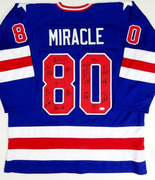 1980 Miracle on Ice USA Olympic Hockey Team autographed jersey JSA - AutographsForSale.com