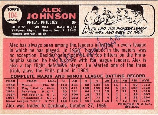 Alex Johnson autographed Philadelphia Phillies 1966 Topps card - AutographsForSale.com