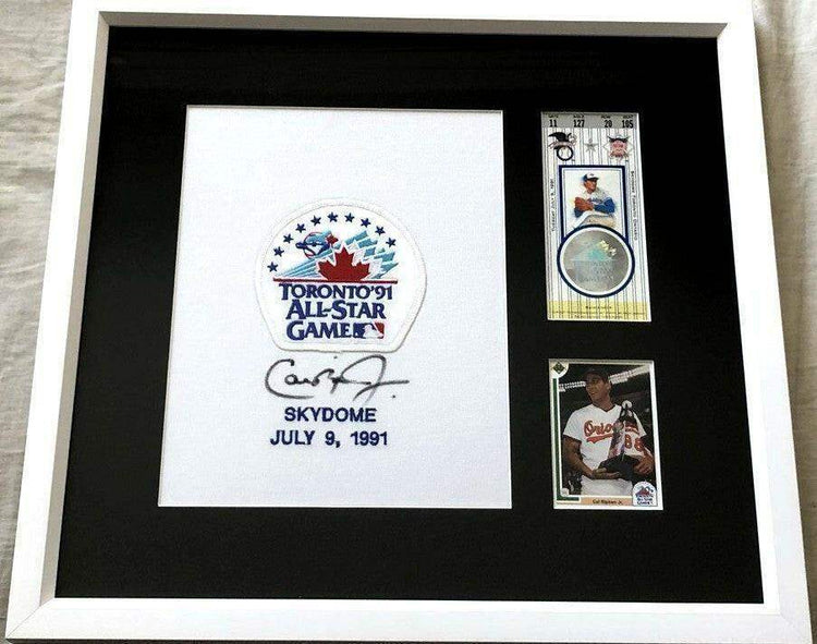 Cal Ripken autographed 1991 All-Star Game jersey patch framed with ticket stub JSA Orioles - AutographsForSale.com